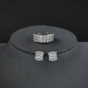 Cross Border jewelry Set Long Zircon Earrings Ring Necklace Jewelry Four Piece Set Hot Sale J6177