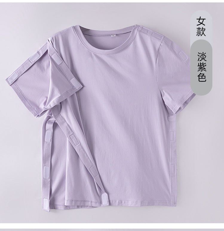 Summer patient care clothing easy to put on and take off hospital gown short sleeve cotton middle-aged and elderly medical clothing fracture clothing wholesale