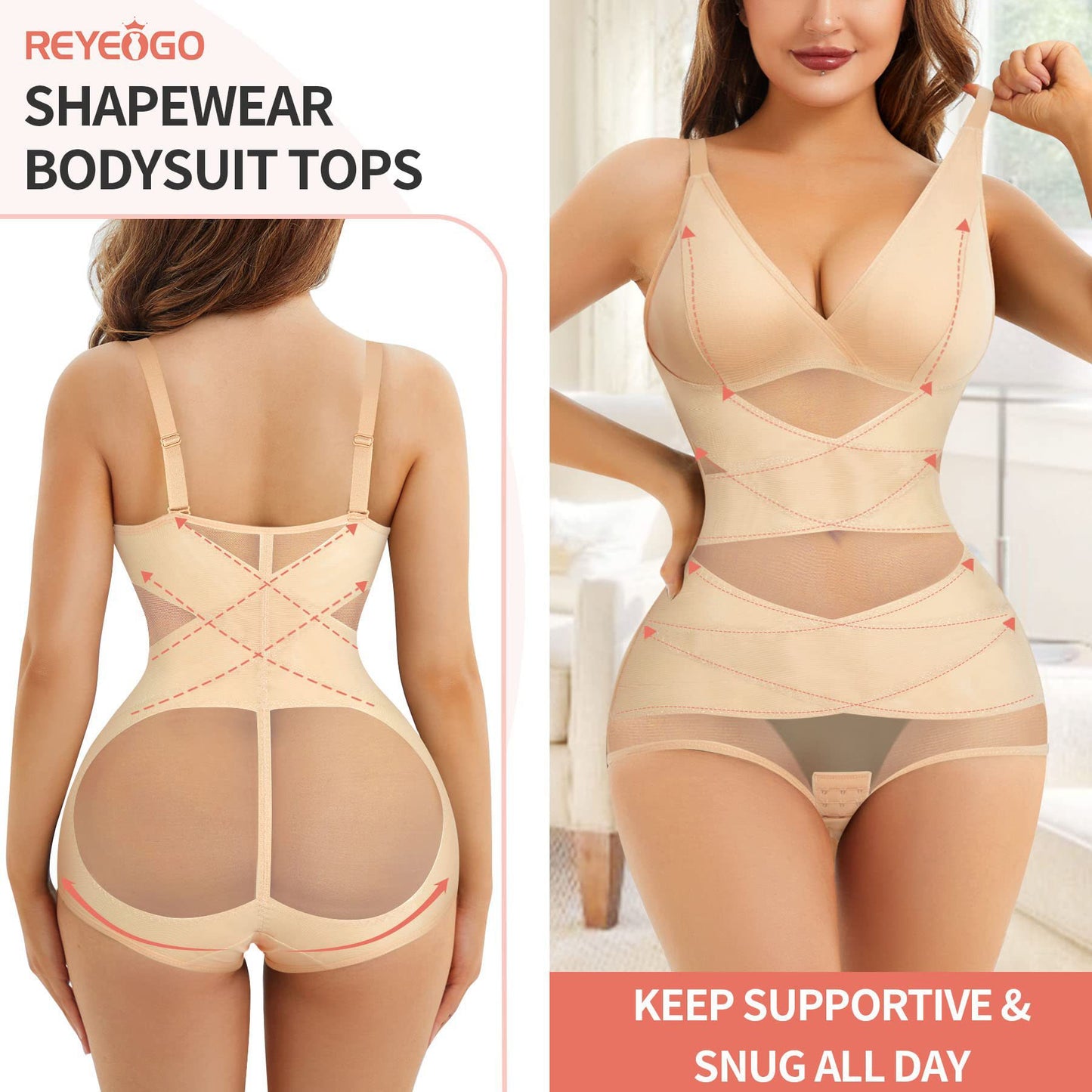 Hot Selling Body Shaping One-Body Shaping One-Body Shaping Sling V-Neck Cup Mesh Waist Plastic Breathable Sports Body Shaping One-Body Shaping One-Body Shaping