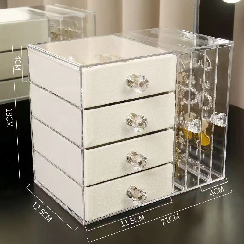 Multi-Layer Jewelry Rack Drawer Transparent Earring Box Storage Jewelry Box Dressing Table Dustproof Earring Organizer