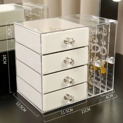 Multi-Layer Jewelry Rack Drawer Transparent Earring Box Storage Jewelry Box Dressing Table Dustproof Earring Organizer