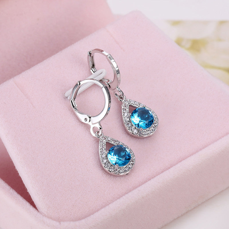 Cross-border ins trendy line jewelry suit angel tears water drop necklace earrings literary female zircon jewelry suit