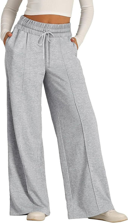Cross-Border Export Amazon Temu2024 Spring and Summer European and American Style Pure Color Casual Wide-Leg Drawstring Elastic Waist Sweatpants