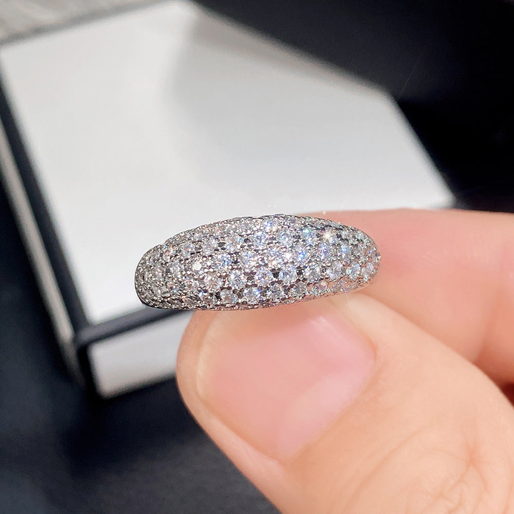 European and American Light Luxury Full Zirconia Ring for Women, High-End Dinner Hand Jewelry, Versatile, Exquisite and Fashionable Jewelry