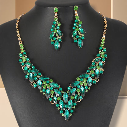 European and American Cross-Border Necklace, Earrings, Jewelry Set, Bridal Banquet Dress Accessories, Fashionable Women's Jewelry, Light Luxury Style