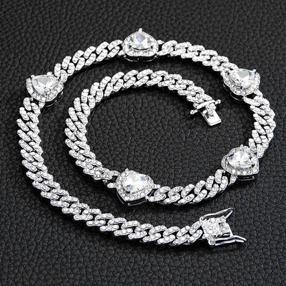 Popular Jewelry Rock Sugar Chain Children's European and American New Zircon Cuban Chain Hip Hop Jewelry Internet Celebrity Same Style Clothing Accessories