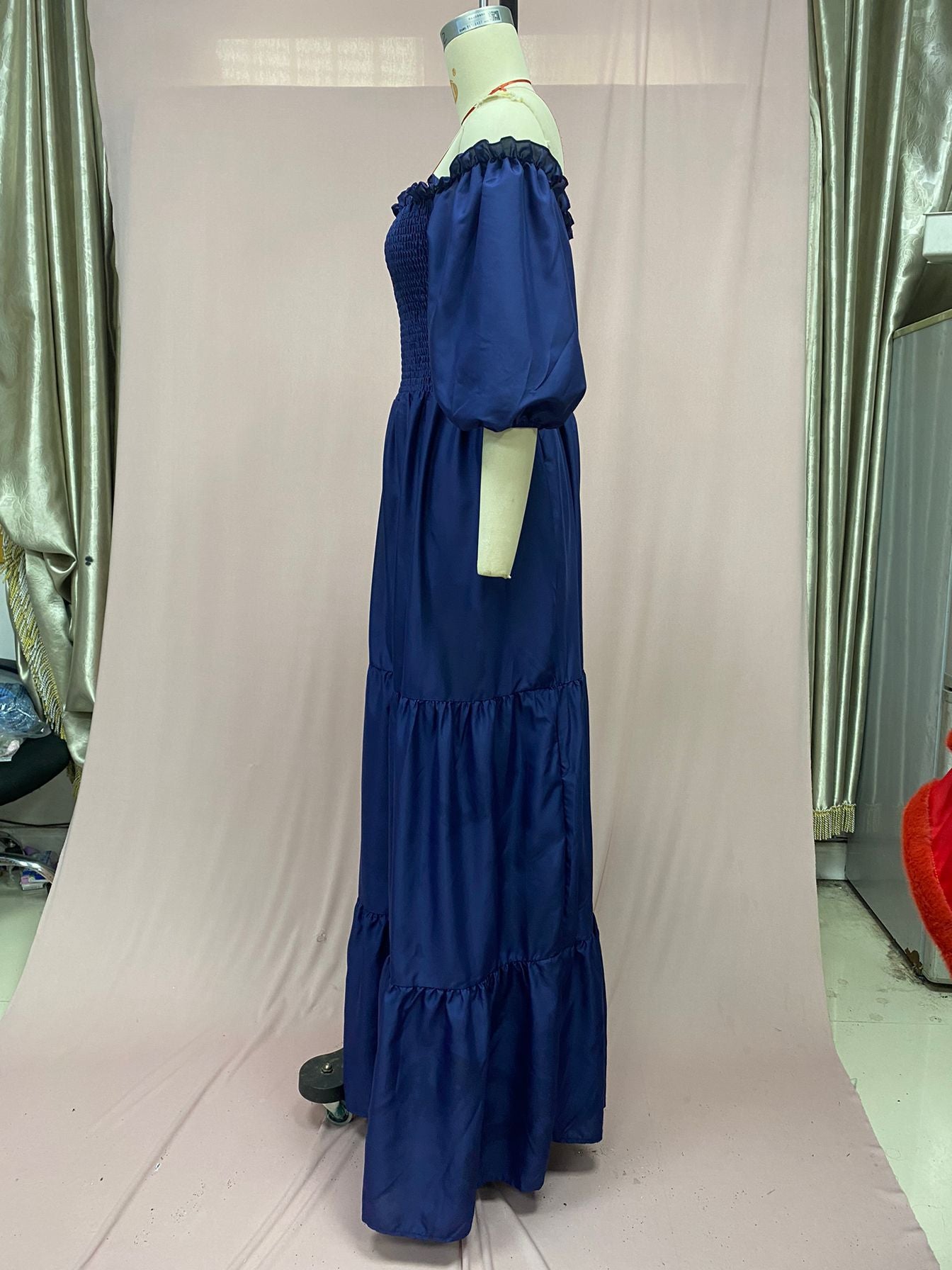 2025 Cross-Border New Spring and Summer European and American Clothing Dress One-Shoulder Floral Off-Shoulder Long Color Fairy Skirt