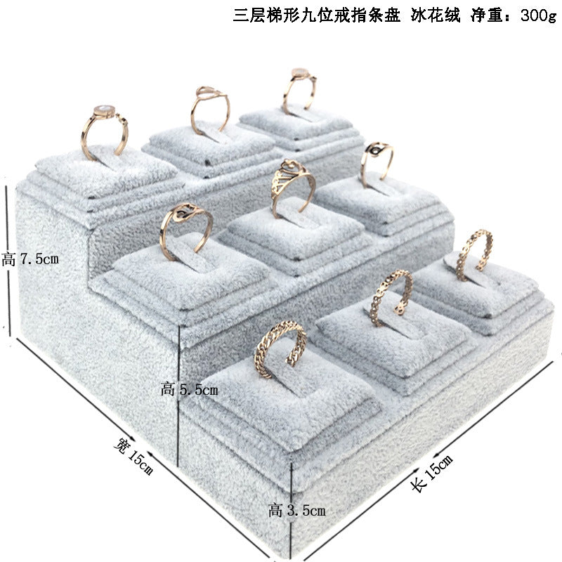 Ice Flower Velvet Jewelry Box Display Plate Ring Bracelet Trapezoidal Jewelry Display Stand Gold and Silver Jewelry Props
