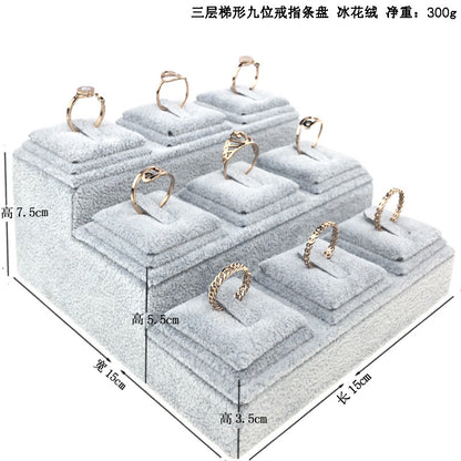 Ice Flower Velvet Jewelry Box Display Plate Ring Bracelet Trapezoidal Jewelry Display Stand Gold and Silver Jewelry Props