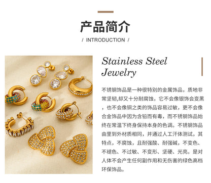 Cross-Border Leaf Tassel Pendant Stainless Steel Bracelet Plated with 18K Gold Waterproof Jewelry Ins Simple High-End Jewelry for Women
