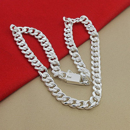Foreign trade jewelry wholesale silver plated 10mm Cuba side necklace bracelet exquisite jewelry men's accessories jewelry