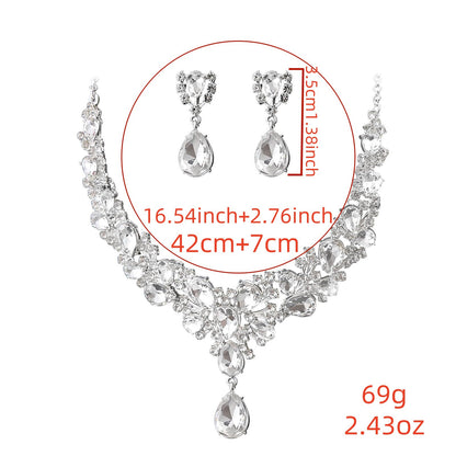 Jewelry Popular Exaggerated Bridal Necklace Bracelet Earrings Three-Piece High-End Crystal Banquet Jewelry Set