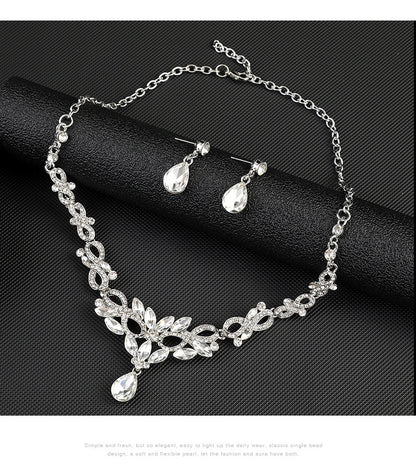 High-grade Crystal Diamond-encrusted Wedding Dress Banquet Dress Jewelry suit Matching European and American Hot-selling Cross-border Jewelry Bridal Necklace
