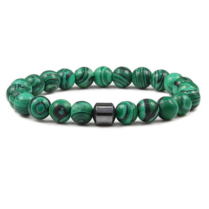 Foreign Trade Hot Selling Fashion Ladies Bracelet 8mm Malachite Beaded Bracelet Jewelry Women's Elastic Bracelet Chain Jewelry