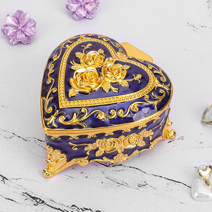 Cross-border E-commerce European-style Retro Metal Jewelry Box Exquisite Enamel Color Necklace Jewelry Storage Box Princess Jewelry Box
