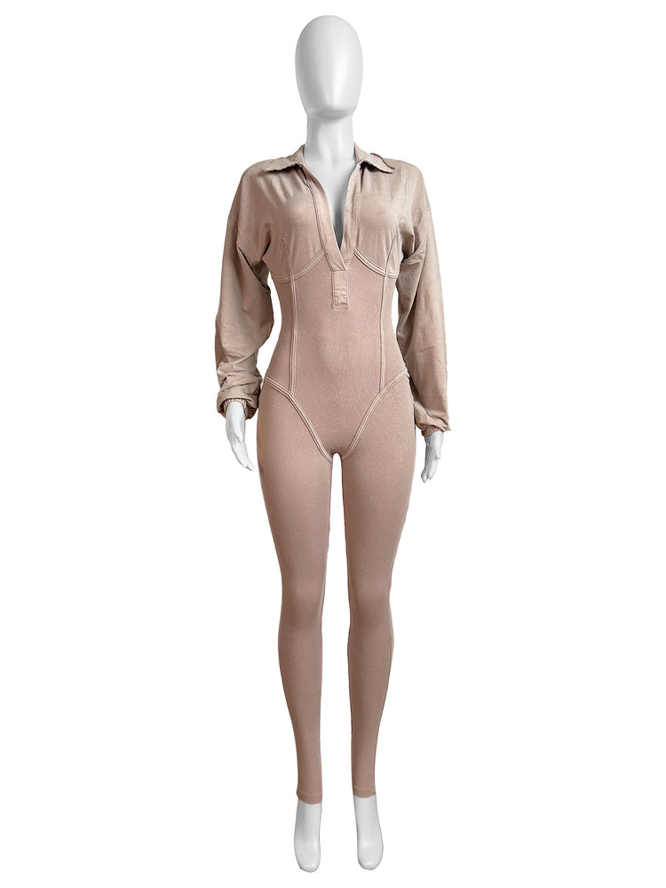 CM.YAYA Fashion Women Knit Ribbed Long Sleeve Moto Biker Jumpsuits 2024 Autumn Washed Street Playsuit One Piece Suit Romper