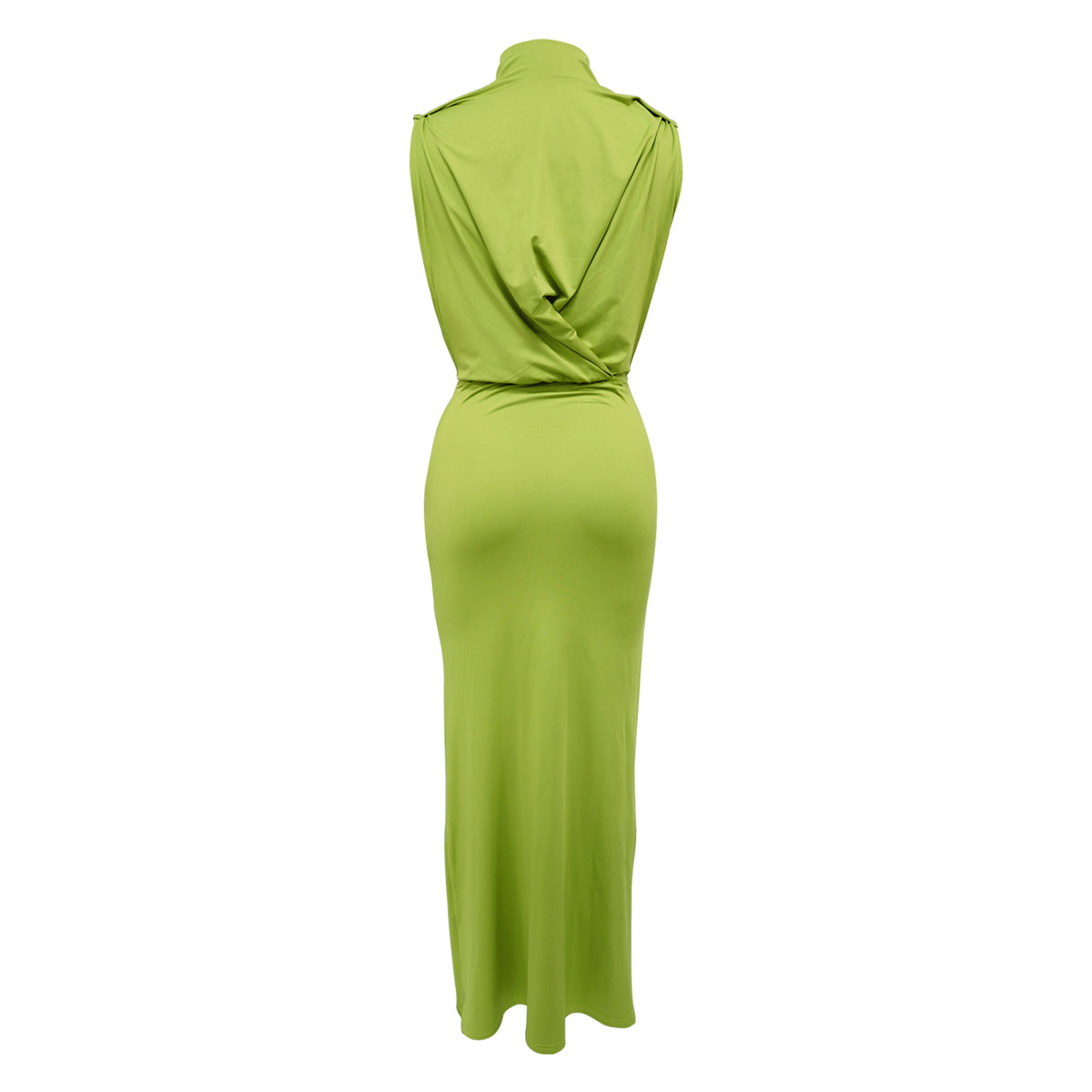CM.YAYA Women O-neck High Split Ruched Stacked Bodycon Midi Maxi Dress 2024 Evening Party Club Vestidos Sexy Chic Long Dresses