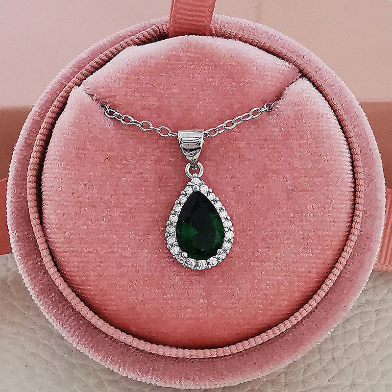 Foreign trade e-commerce Dubai jewelry water drop pear-shaped earrings necklace colorful zircon ear two-piece e5620 x711