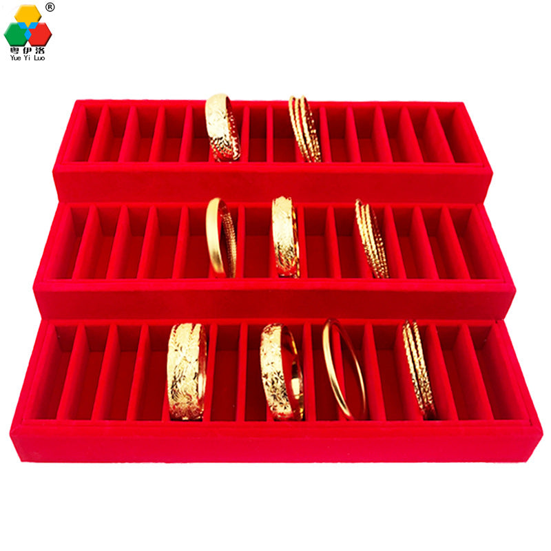 Ice Flower Velvet Jewelry Box Display Plate Ring Bracelet Trapezoidal Jewelry Display Stand Gold and Silver Jewelry Props