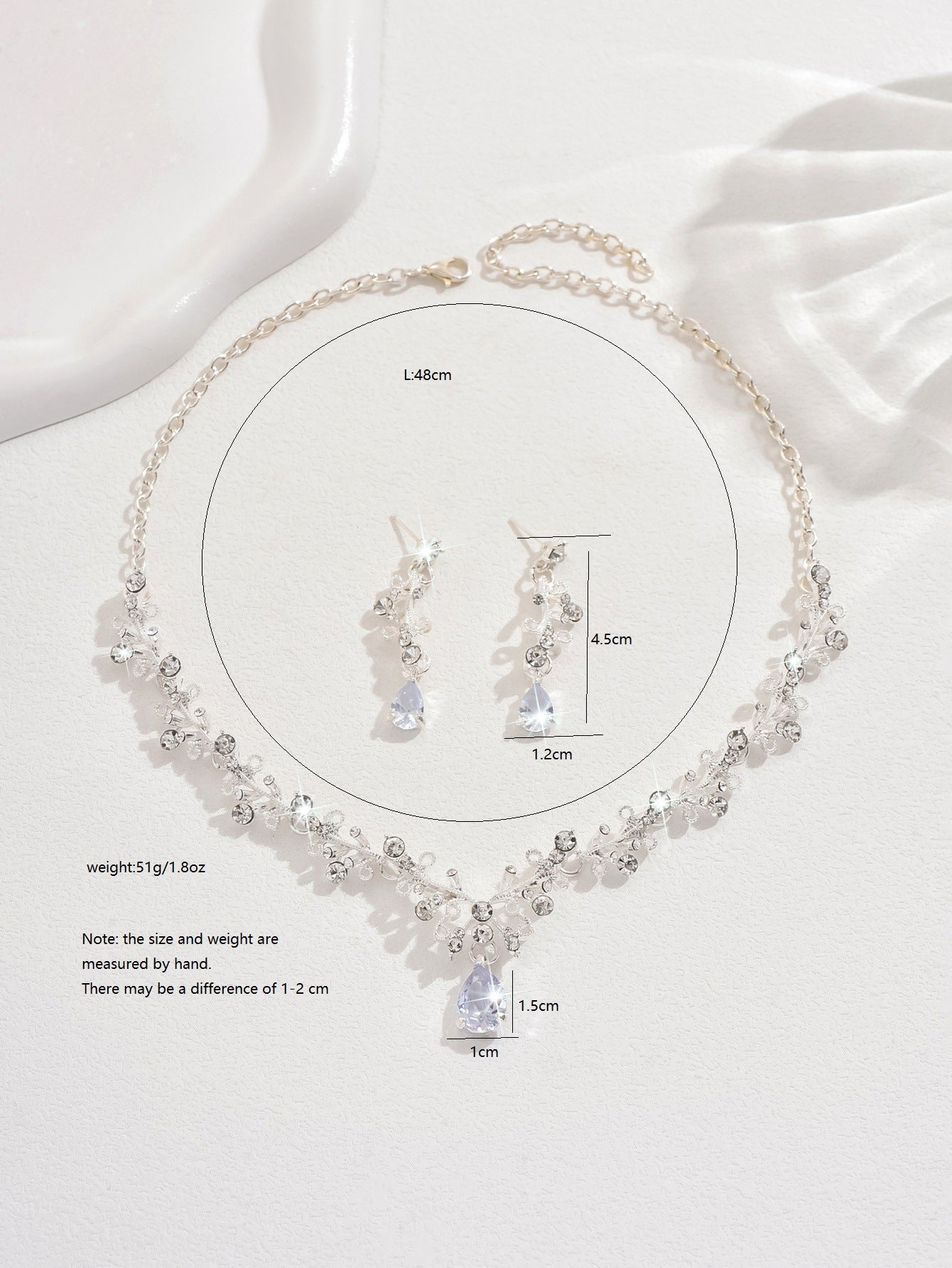 Foreign Trade Jewelry Wholesale Alloy Rhinestone Wedding Necklace Earrings Bridal Wedding Jewelry Banquet Ladies Necklace Set