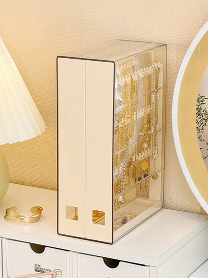 Gold Jewelry Storage Box Dust-proof Pull-out Anti-oxidation Earrings Necklace Ring Display Stand Desktop High-end Light Luxury