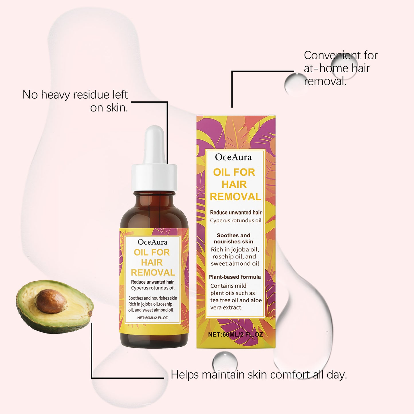 Cyperus Rotundus Oil Full Body Hair Removal Hair Growth Inhibitor Smooth Soothing Redness Gentle Depilatory Care Essential Oil