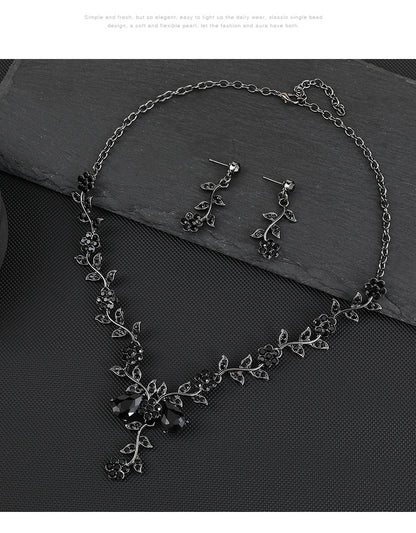 European and American Jewelry Necklaces and Earrings Set High-End Three-Piece Set Bridal Wedding Accessories New Foreign Trade Cross-Border Supply