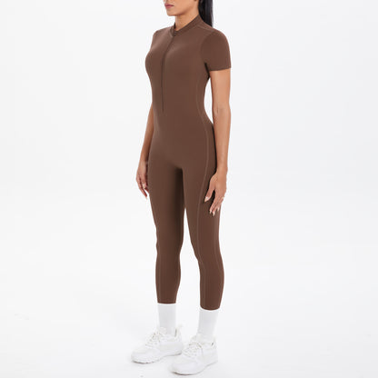 Sexy Backless Bodycon Scrunch Jumpsuit Raises Butt Women Dance Fitness Overalls Push Up  With Chest Cushion Yoga Sport Jump Suit