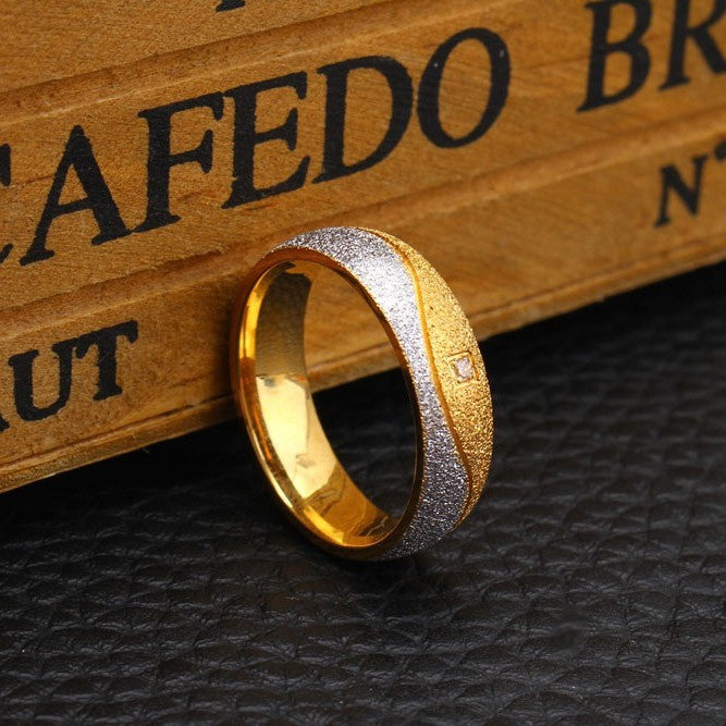 Wish Cross-border Hot Selling New Fashion Jewelry Korean Creative Ring Jewelry Titanium Steel Room Gold Couple Ring