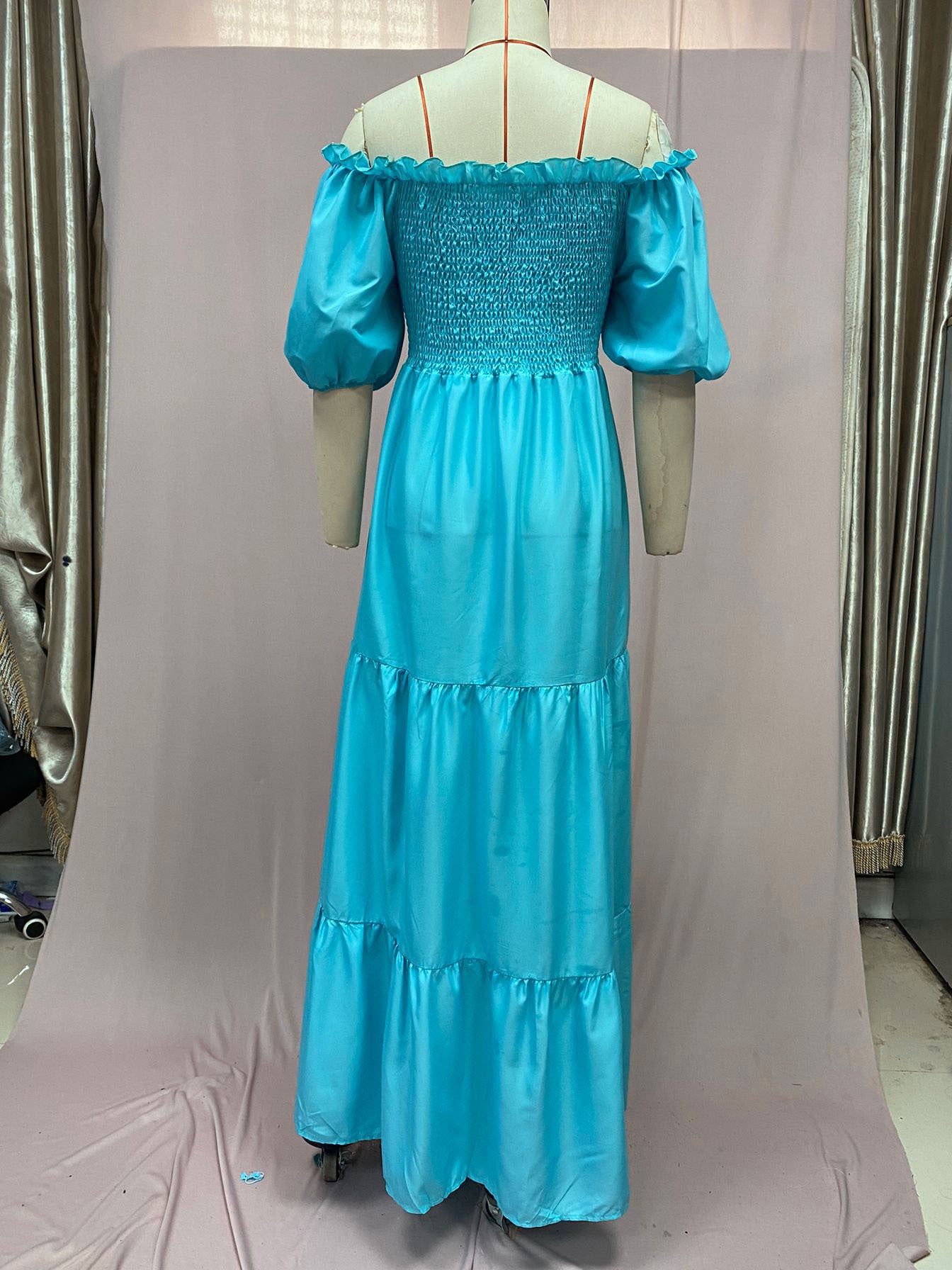 2025 Cross-Border New Spring and Summer European and American Clothing Dress One-Shoulder Floral Off-Shoulder Long Color Fairy Skirt