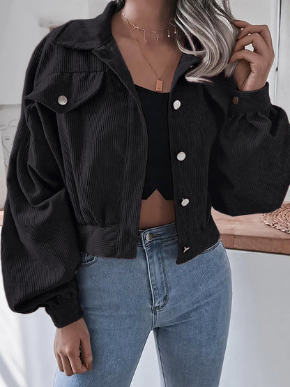 Ins Style Autumn and Winter European and American Lantern Long-Sleeved Corduroy Casual Short Outwear Jacket Amazon Hot Cross-Border Women's Clothing