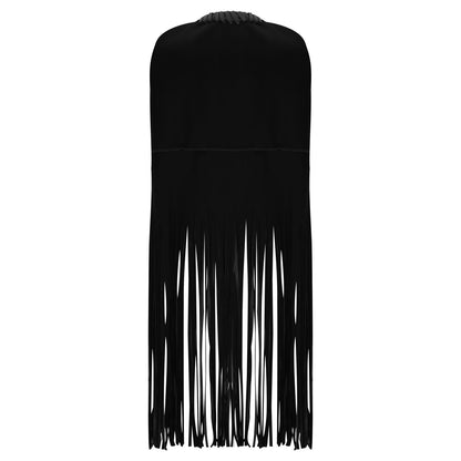 European and American Style 2025 Women's New Suede Tassel Vest Jacket Popular Sleeveless Mid-Length Vest for Outer Wear