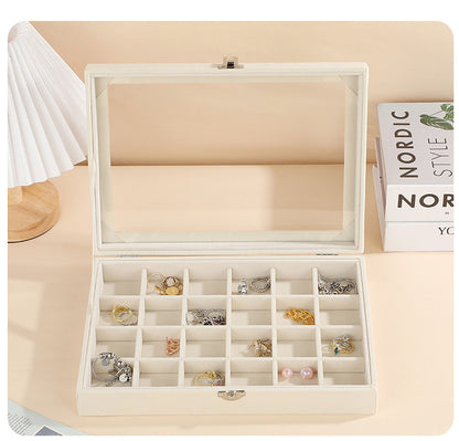New Jewelry Box Large Capacity Flannel Jewelry Box Ring Necklace Earrings Storage Box Advanced Portable Dust-proof Box