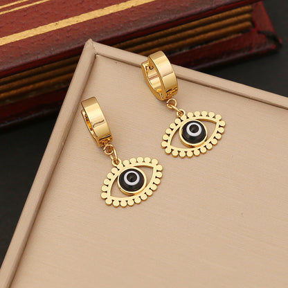 Cross-border new jewelry personalized stainless steel eye necklace fashion flat chain necklace trendy jewelry set N1049