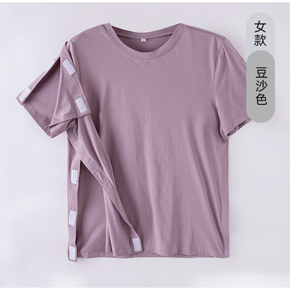 Summer patient care clothing easy to put on and take off hospital gown short sleeve cotton middle-aged and elderly medical clothing fracture clothing wholesale