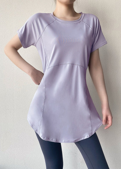 Yoga Clothing Short-sleeved Summer New Mid-length Hip Covering Slimming Quick-drying Top Breathable Fitness Sports T-shirt Women's Thin