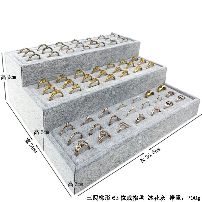 Ice Flower Velvet Jewelry Box Display Plate Ring Bracelet Trapezoidal Jewelry Display Stand Gold and Silver Jewelry Props