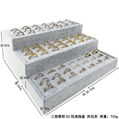 Ice Flower Velvet Jewelry Box Display Plate Ring Bracelet Trapezoidal Jewelry Display Stand Gold and Silver Jewelry Props