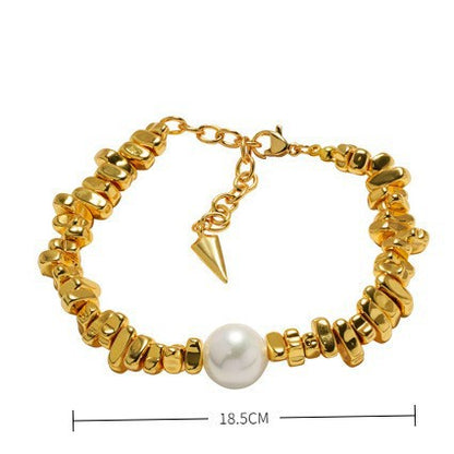 Broken Silver Bracelet Women's Niche Design Ins Light Luxury Beads Copper Gold Plated Bracelet Geometric Hand Gifting Jewelry