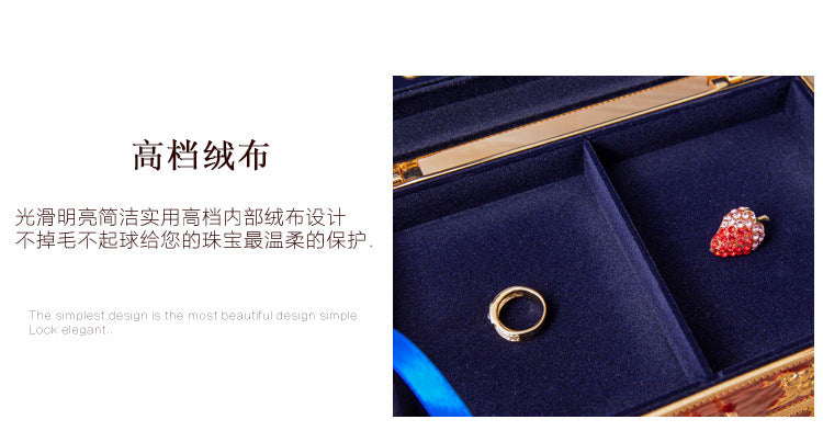 Metal Creative Wedding Engagement Jewelry Box Multi-Layer Large-Capacity Jewelry Storage Box Handle with Mirror Feel