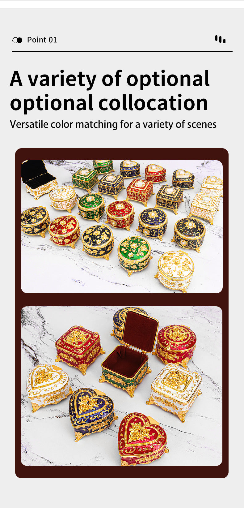 Cross-border E-commerce European-style Retro Metal Jewelry Box Exquisite Enamel Color Necklace Jewelry Storage Box Princess Jewelry Box