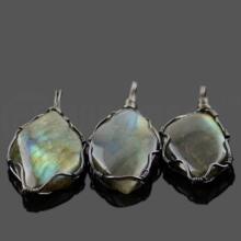 Fashion ancient silver owl tree of life pendant natural water wafer ring inlay pendant foreign trade jewelry necklace
