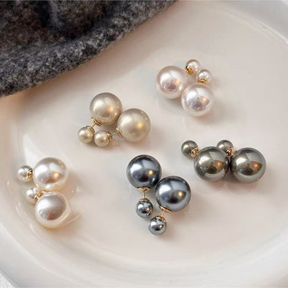 Shijia size pearl earrings women's 2024 new style multi-wearing light luxury temperament earrings s925 silver needle ear jewelry