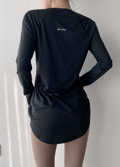 Spring and Summer Long Hip Covering Slimming Style Beautiful Back Breathable Yoga Suit Long Sleeve Running Fitness Sportswear T-shirt for Women