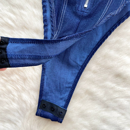 CHILLGIO Women Denim Overalls Fashion Slim Bodysuits One Piece Combination Onesie Zipper Strappy Rompers Summer Sexy Catsuits