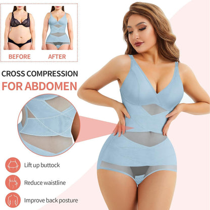 Hot Selling Body Shaping One-Body Shaping One-Body Shaping Sling V-Neck Cup Mesh Waist Plastic Breathable Sports Body Shaping One-Body Shaping One-Body Shaping