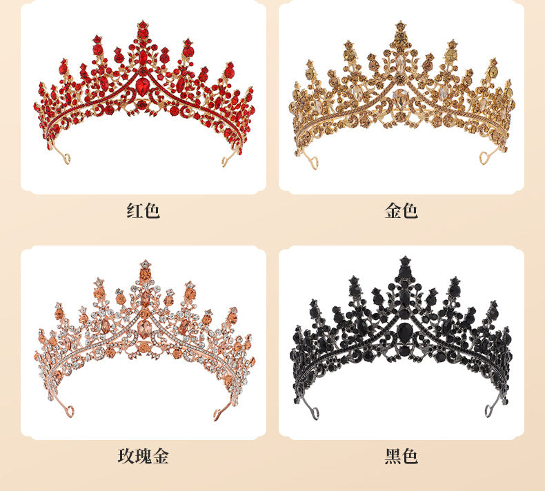 Cross Border Birthday Hair Accessories Party Headband Bridal Crown Headwear Alloy Rhinestone Headband Wedding Hot Crown Jewelry