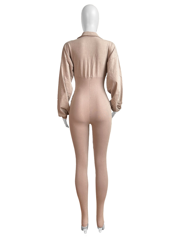 CM.YAYA Fashion Women Knit Ribbed Long Sleeve Moto Biker Jumpsuits 2024 Autumn Washed Street Playsuit One Piece Suit Romper
