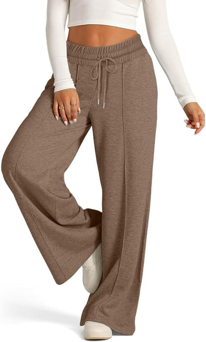 Cross-Border Export Amazon Temu2024 Spring and Summer European and American Style Pure Color Casual Wide-Leg Drawstring Elastic Waist Sweatpants