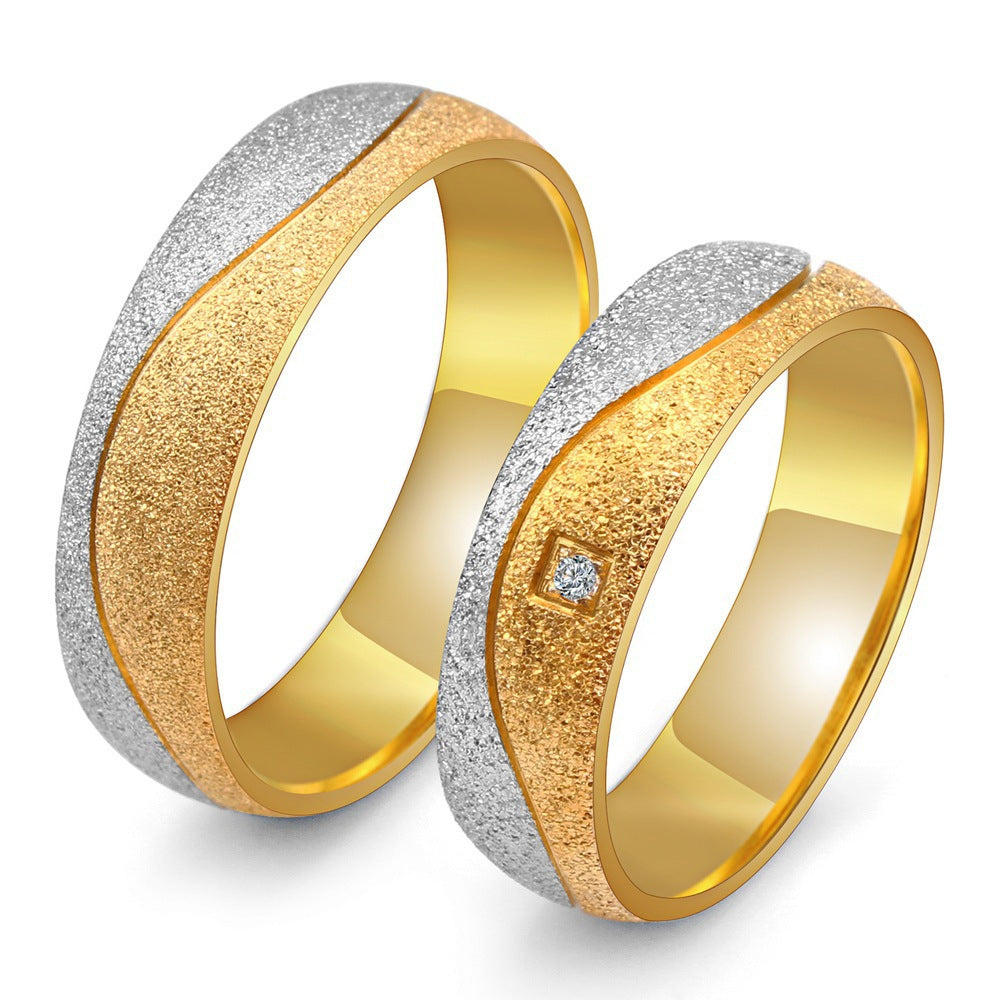 Wish Cross-border Hot Selling New Fashion Jewelry Korean Creative Ring Jewelry Titanium Steel Room Gold Couple Ring